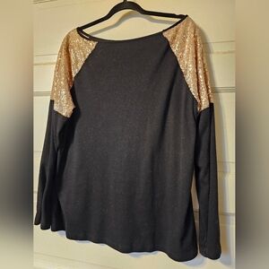 Black and Rose Gold Sequin Women's Boutique Sweater Top